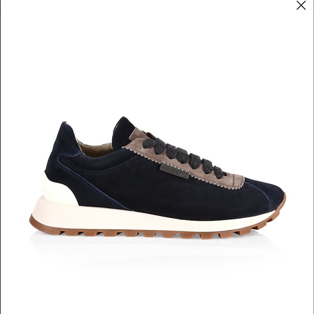 BRUNELLO CUCINELLI Monili trim Low top Suede Sneakers (37)